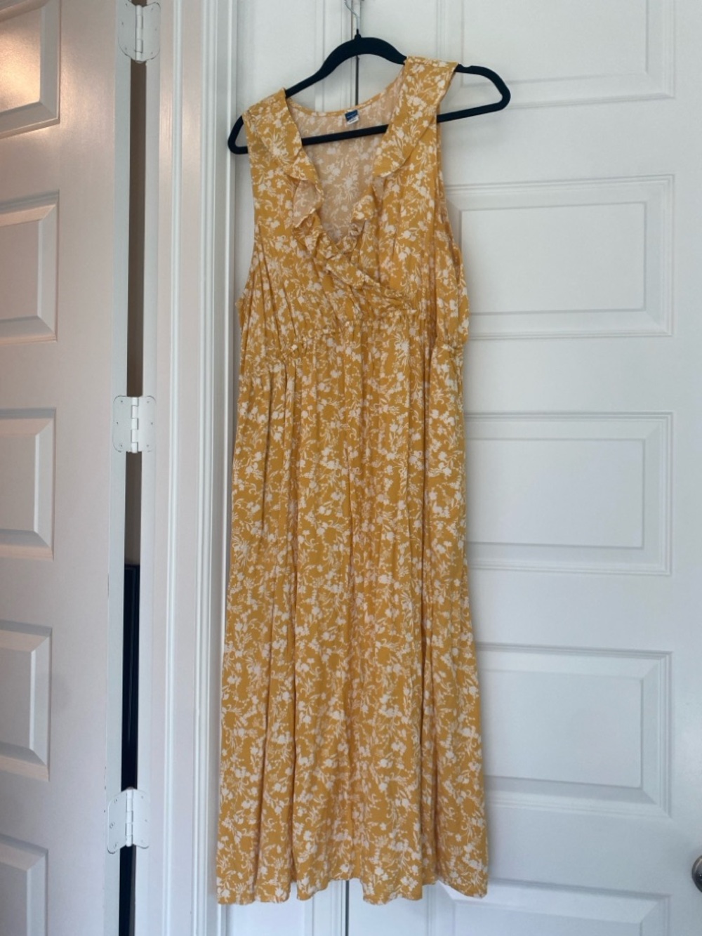 Maternity Yellow Floral Maxi Dress with Ruffle Detail